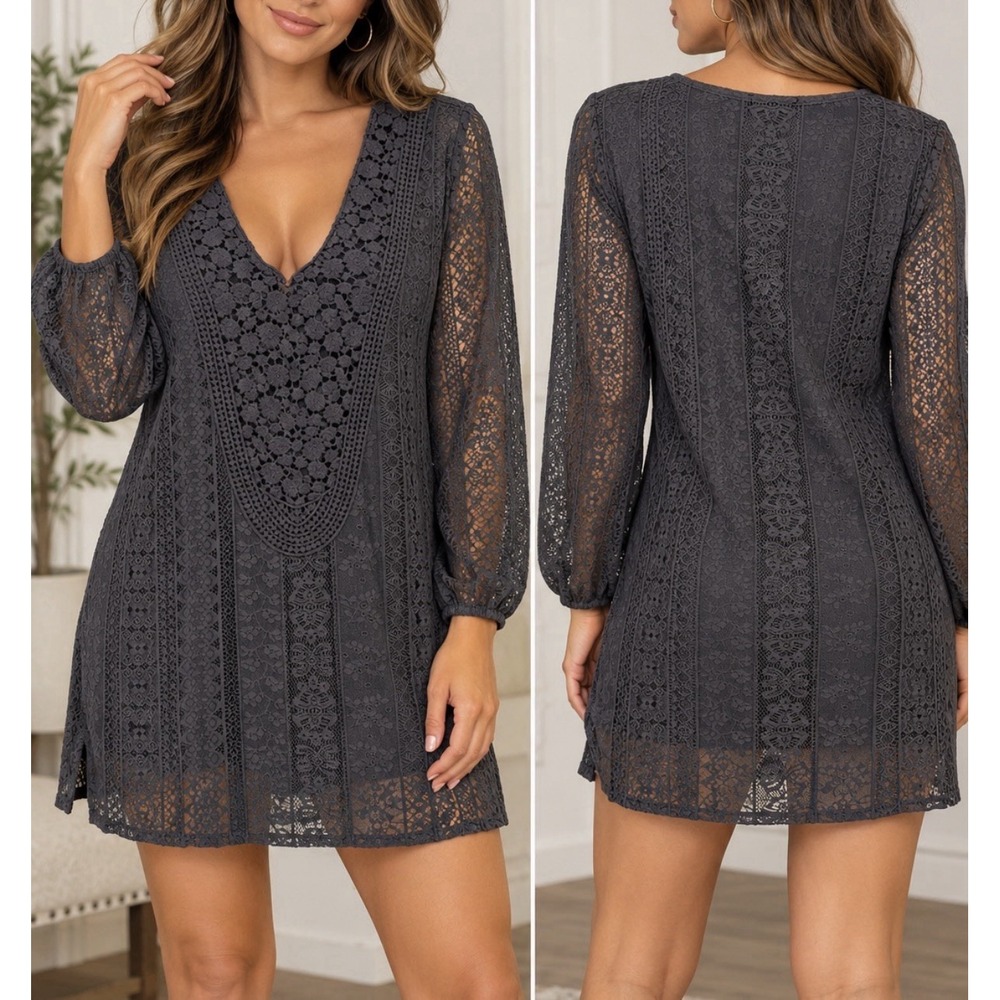 Woman's Eyeshadow 70'sRevival Lace Mini Dress Size Med NWT